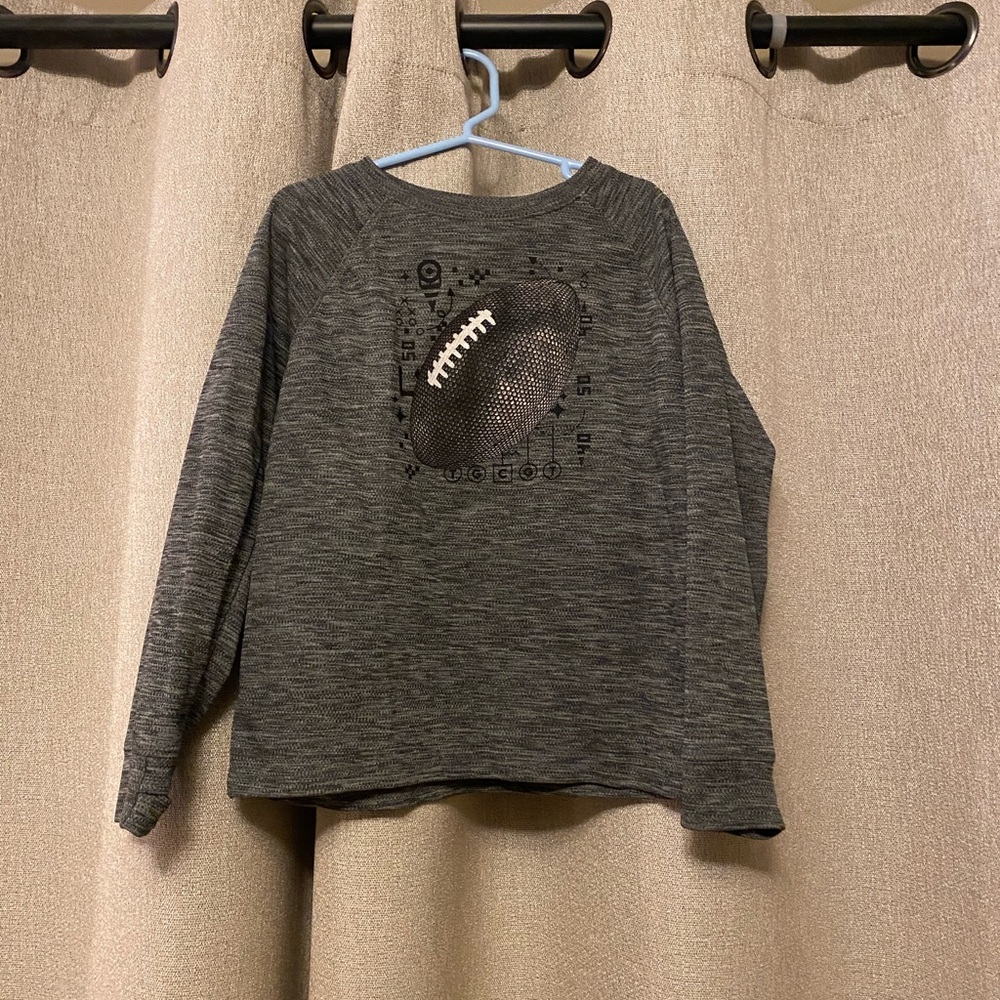 Old Navy Sz S (6/7) Grey Football Graphic Kids Long Sleeve Shirt with Thumbholes